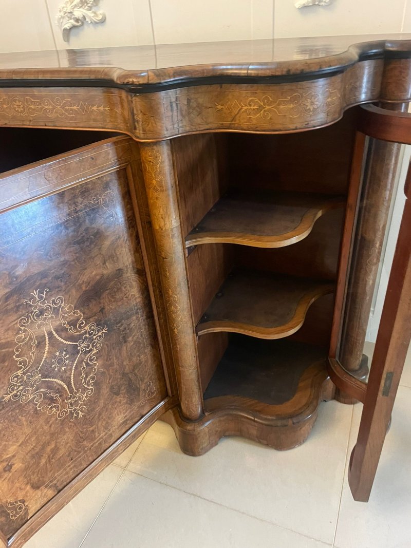 Superb Quality Antique Victorian Burr Walnut Inlaid Credenza/Sideboard - Image 10